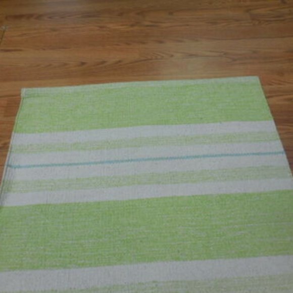 2.3x3.9 green white stripe Turkish area rug - Picture 6 of 12